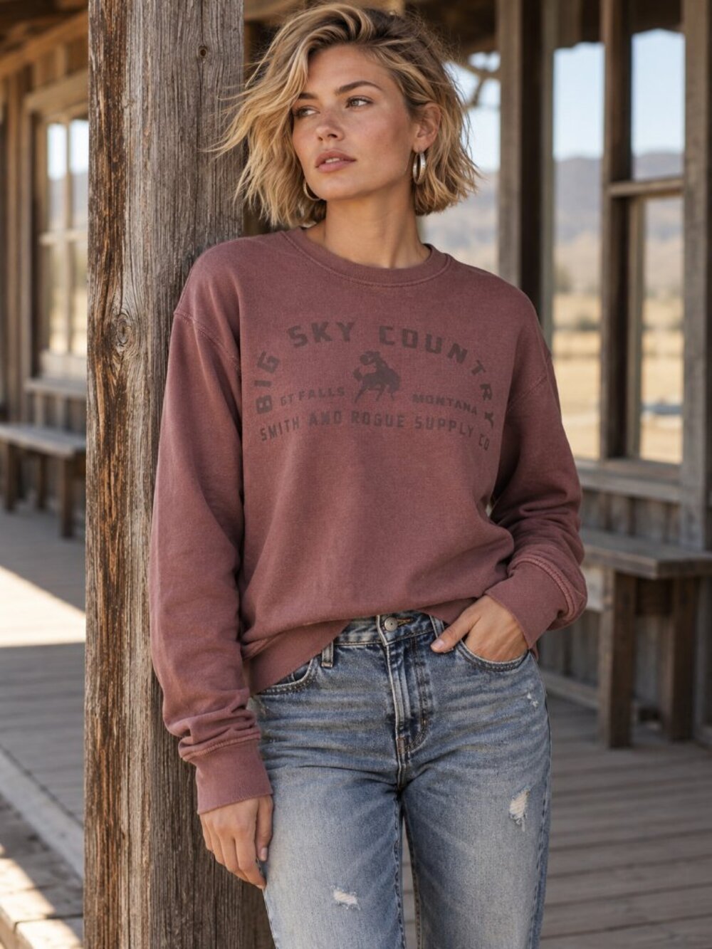Western Big Sky Country Montana Sweatshirt Smith + Rogue 100% Cotton S